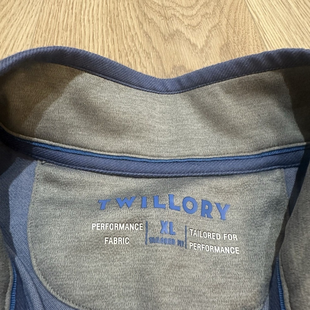 Twillory Sweater Mens Sz XL Blue 1/4 Zip Long Sleeve Top Performance Mock Neck - Picture 2 of 7